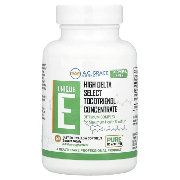 A.C. Grace Company, 獨特 E 生育三烯酚，無生育酚，125 毫克，60 粒軟膠囊