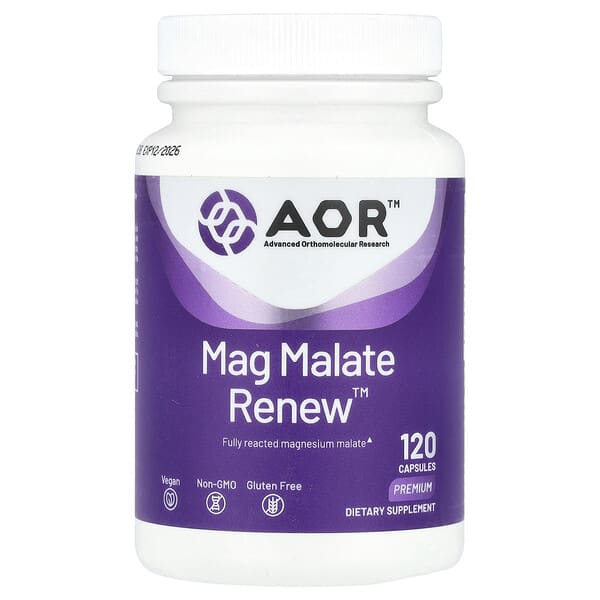Advanced Orthomolecular Research AOR, Mag Malate Renew，120 粒素食膠囊