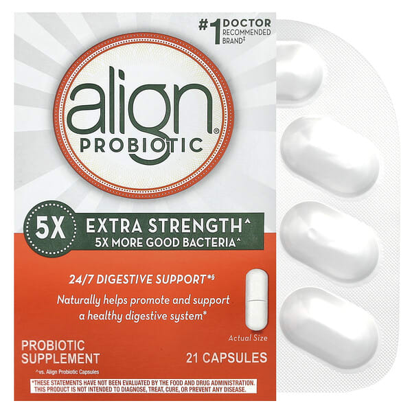 Align Probiotics, 24/7 消化幫助，益生菌補劑，特強型，17.5 毫克，21 粒膠囊