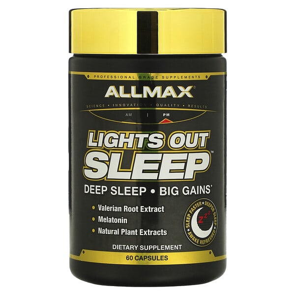 ALLMAX, Lights Out Sleep，褪黑素 + GABA + 纈草根，60 粒素食膠囊