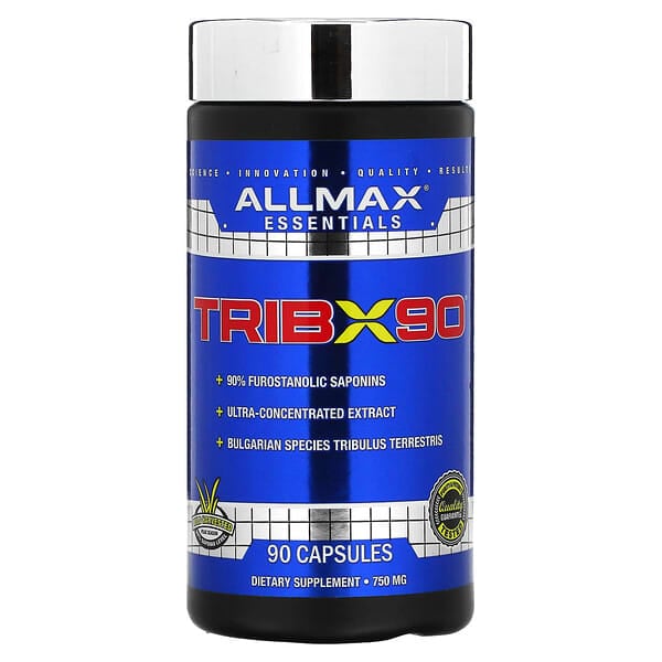 ALLMAX, TribX90,超級濃縮保加利亞蒺藜,90% 呋喃甾醇皂苷,750 毫克,90 粒膠囊