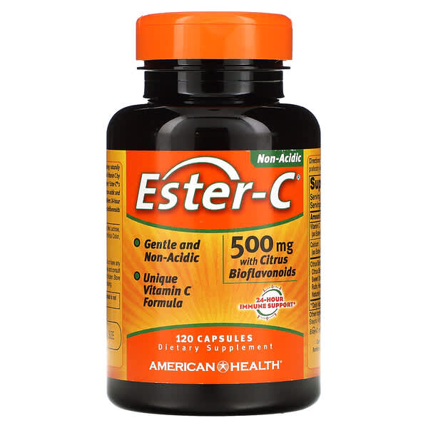 American Health, Ester-C，含柑橘生物類黃酮，1000 毫克，120 粒膠囊（每粒膠囊 500 毫克）
