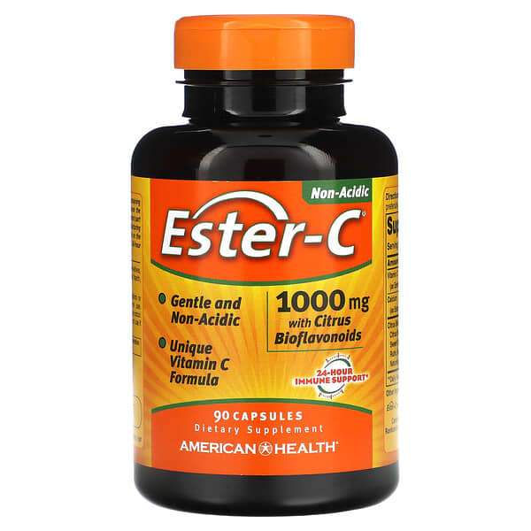 American Health, 含柑橘生物黃酮素的 Ester-C，1000 毫克，90 粒膠囊