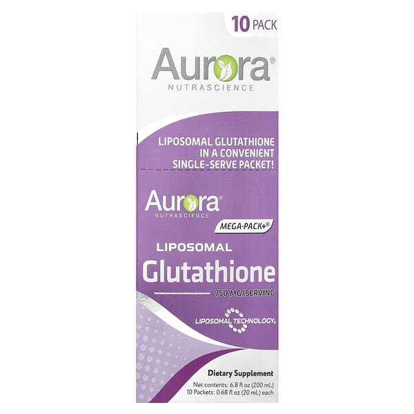 Aurora Nutrascience, Mega-Pack+® 脂質體谷胱甘肽，10 包，每包 0.68 液量盎司（20 毫升）