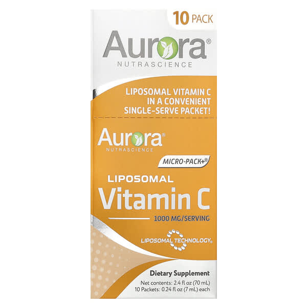 Aurora Nutrascience, Mega-Pack+®，脂質體維生素 C，1000 毫克，10 包，每包 0.24 液量盎司（7 毫升）