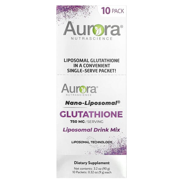 Aurora Nutrascience, Nano-Liposomal®，谷胱甘肽，脂質體混合飲品，750 毫克，10 包，每包 0.32 盎司（9 克）