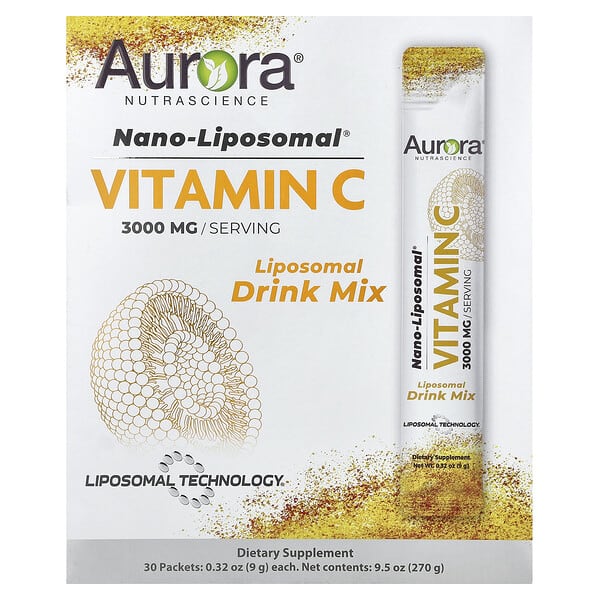 Aurora Nutrascience, 納米脂質體® 維生素 C,3000 毫克,30 包,每包 0.32 盎司(9 毫升)