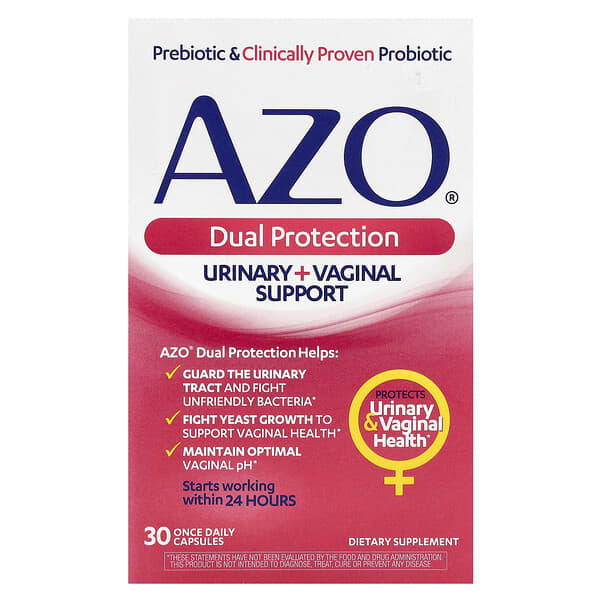 AZO, 雙重保護，尿路 + 女性私密部位幫助，30 粒每日一粒膠囊