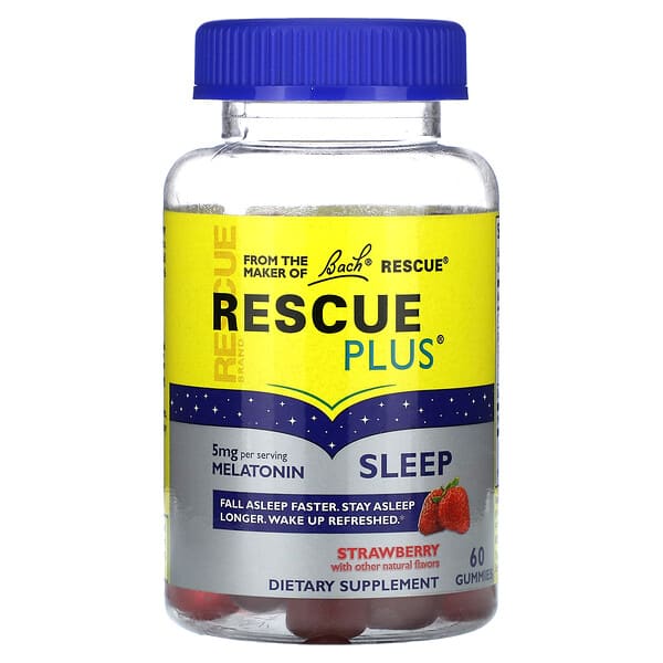Bach, Rescue Plus，睡眠幫助軟糖，草莓味，5 毫克，60 粒軟糖（每粒軟糖 2.5 毫克）
