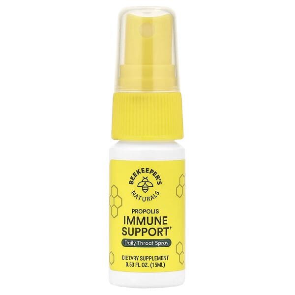 Beekeeper's Naturals, 蜂膠機體抵抗幫助，日常咽喉噴霧，0.53 液量盎司（15 毫升）