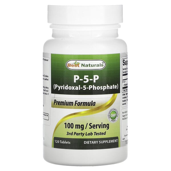 Best Naturals, P-5-P（5-磷酸吡哆醛），100 毫克，120 片（每片 50 毫克）