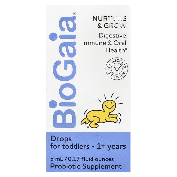 BioGaia, 滋養與生長幫助滴劑，1 歲以上，2 億 CFU，0.17 液量盎司（5 毫升）