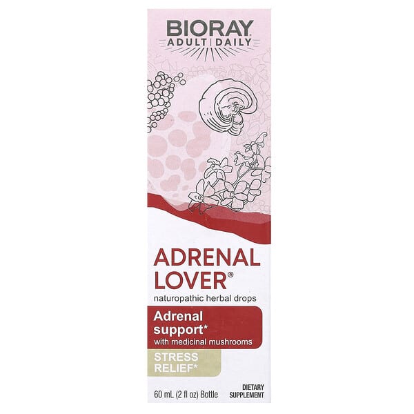Bioray, Loving Energy，醫級蘑菇腎上腺幫助，無酒精，2 液量盎司（60 毫升）