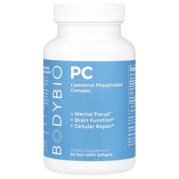 BodyBio, PC，脂質體磷脂復合物，1300 毫克，60 粒 Non-GMO 軟膠囊（每粒軟膠囊 650 毫克）