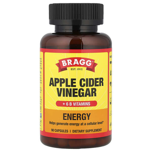 Bragg, 能量，蘋果醋 + 6 種 B 族維生素，90 粒膠囊
