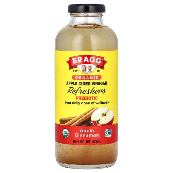 Bragg, 有機蘋果醋飲品，益生元，蘋果肉桂味，16 液量盎司（473 毫升）