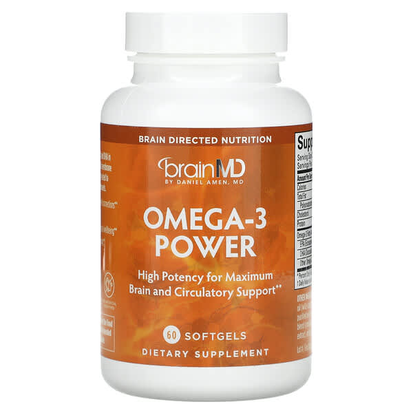 BrainMD, Omega-3 粉，60 粒軟凝膠