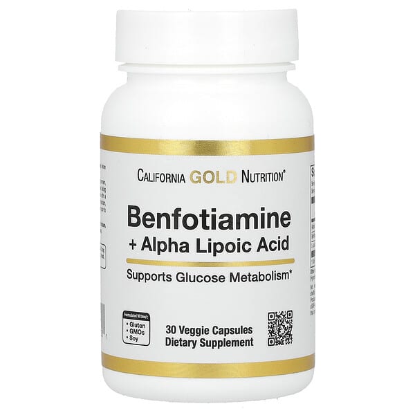California Gold Nutrition, 苯磷硫胺 + α-硫辛酸，30 粒素食膠囊