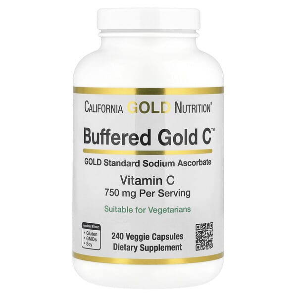 California Gold Nutrition, Buffered Gold C，金標準抗壞血酸鈉（維生素 C）, 750 毫克，240 粒素食膠囊