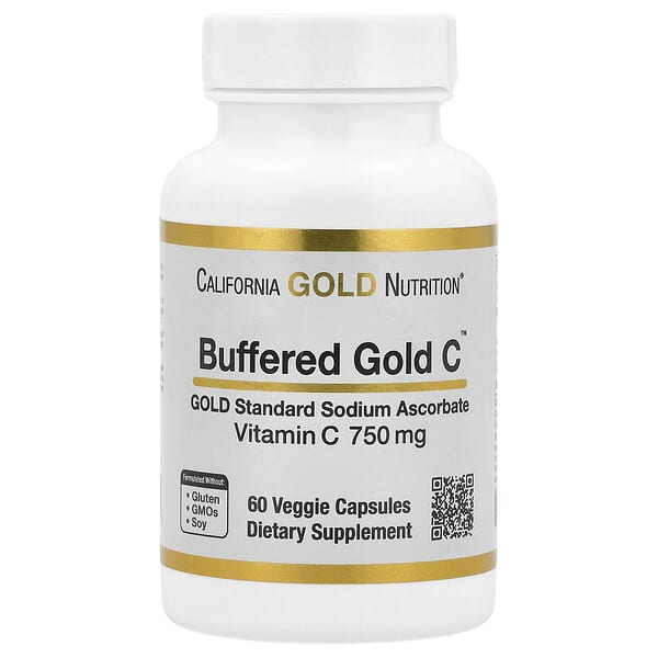 California Gold Nutrition, Buffered Gold C，金標準抗壞血酸鈉（維生素 C）, 750 毫克，60 粒素食膠囊