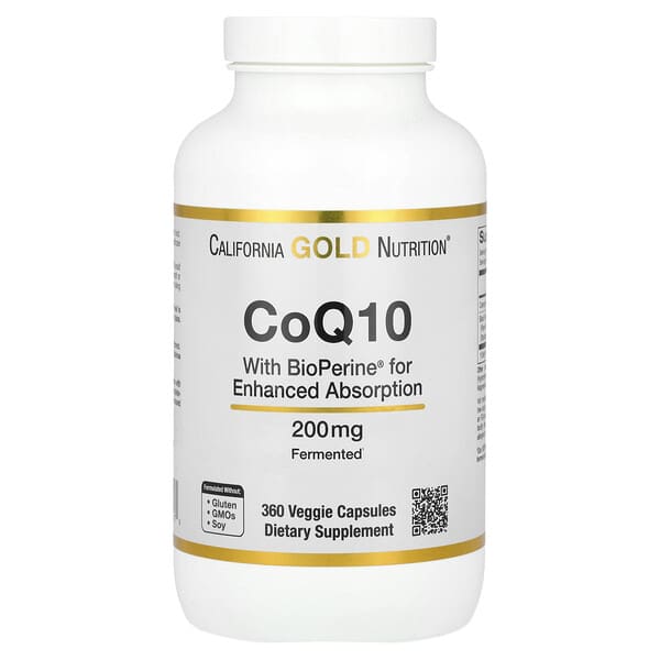 California Gold Nutrition, 含 BioPerine® 的輔酶 Q10，200 毫克，360 粒素食膠囊