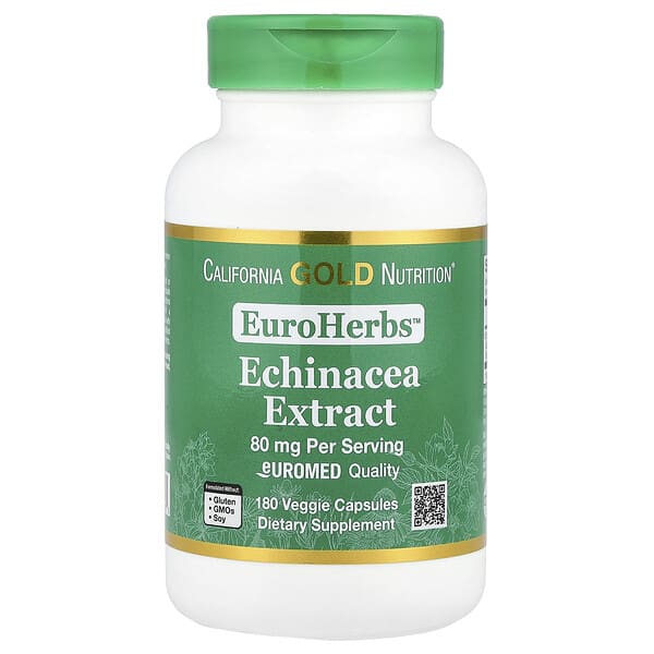 California Gold Nutrition, EuroHerbs™,紫錐菊草本提取物,Euromed 質量,80 毫克,180 粒素食膠囊