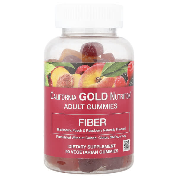 California Gold Nutrition, 纖維軟糖，天然黑莓、桃子和樹莓味，90 粒素食軟糖