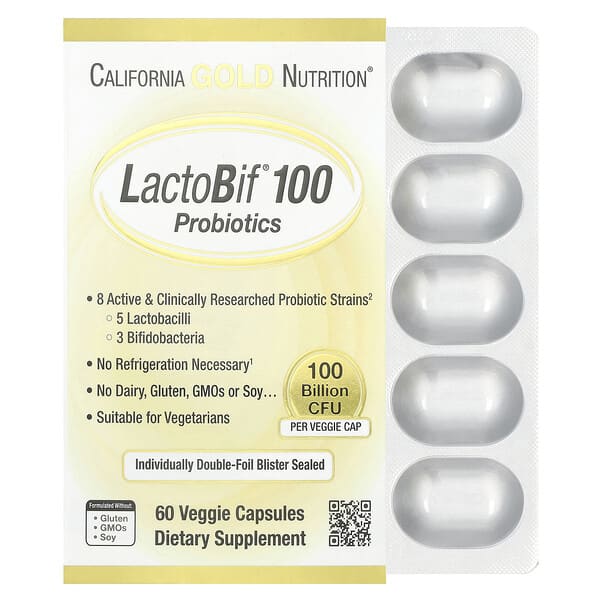 California Gold Nutrition, LactoBif® 100 益生菌，1000 億 CFU，60 粒素食膠囊