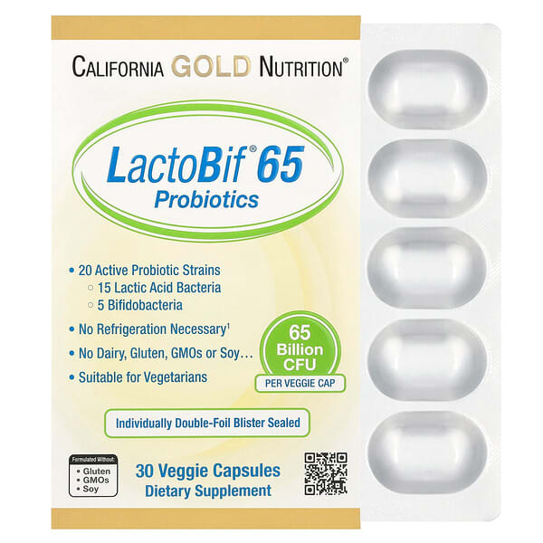 California Gold Nutrition, LactoBif 65 益生菌，650 億 CFU，30 粒素食膠囊