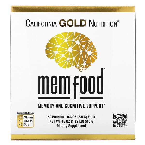 California Gold Nutrition, MEM Food，記憶力和認知支持，60 包，每包 0.3 盎司（8.5 克）