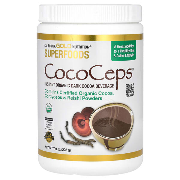 California Gold Nutrition, Superfoods,CocoCeps,有機可可,蟲草和靈芝,7.93 盎司(225 克)