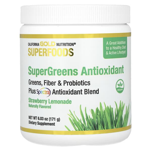California Gold Nutrition, SuperFoods，Supergreens 抗氧劑，甜檸檬水味，6.03 盎司（171 克）