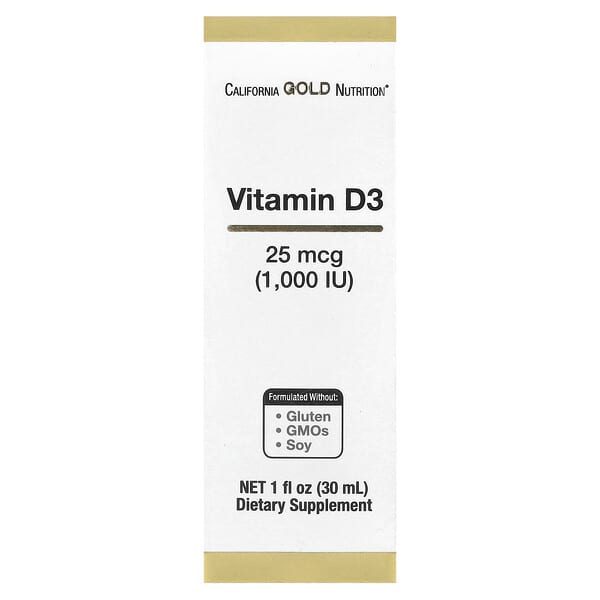 California Gold Nutrition, 液體維生素 D3，25 微克（1000 國際單位），1 液量盎司（30 毫升）