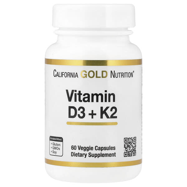 California Gold Nutrition, 維生素 D3 + K2，60 粒素食膠囊