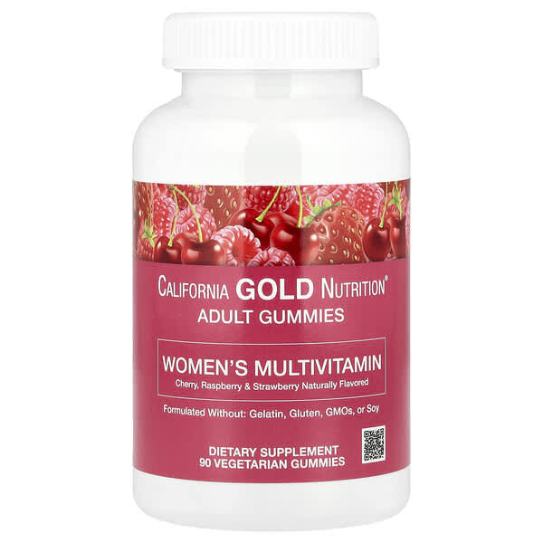 California Gold Nutrition, 女性多維生素軟糖，櫻桃、草莓和樹莓味，90 粒