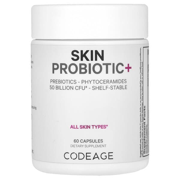 Codeage, 皮膚益生菌+，500 億 CFU，60 粒膠囊
