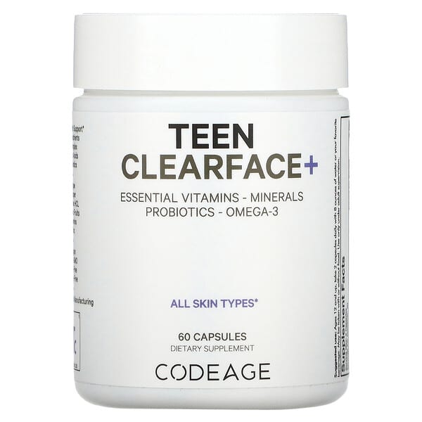 Codeage, Teen Clearface Vitamins，各種膚質，60 粒膠囊