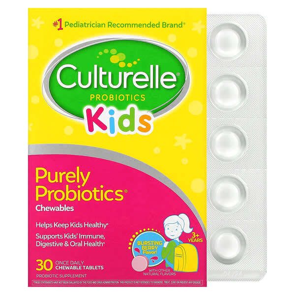 Culturelle, 兒童，可咀嚼純益生菌，3+ 年，爆裂漿果味，30 片咀嚼片