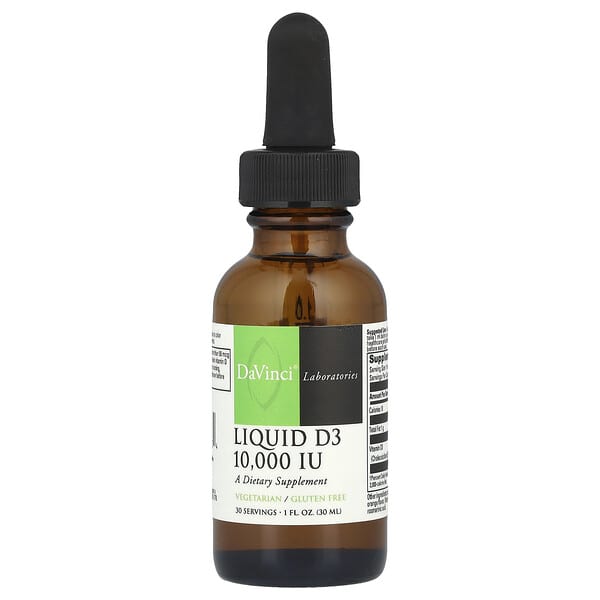 DaVinci Laboratories, 液體 D3，10,000 國際單位，1 盎司（30 毫升）