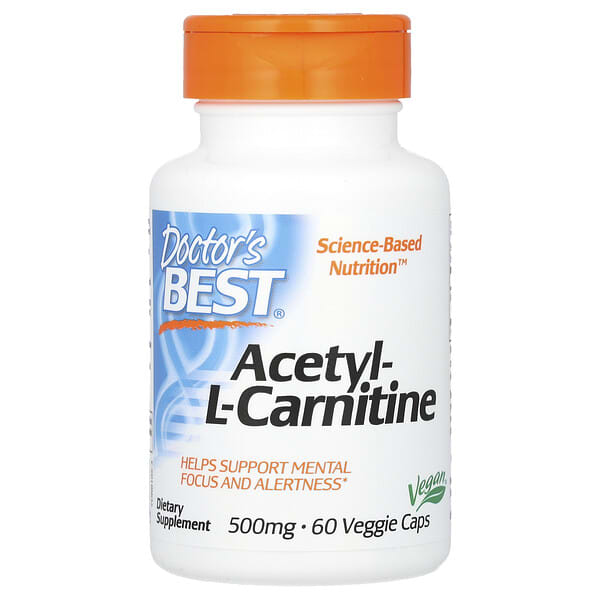 Doctor's Best, 乙醯 L-肉堿,1,000 毫克,60 粒素食膠囊(每粒膠囊 500 毫克)