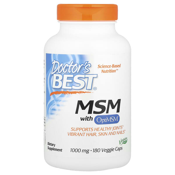 Doctor's Best, 含 OptiMSM® 的 MSM，3000 毫克，180 粒素食膠囊（每粒膠囊 1000 毫克）