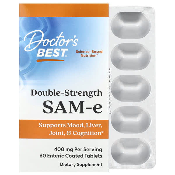 Doctor's Best, SAM-e，雙倍功效，400 毫克 ，60 片腸溶片