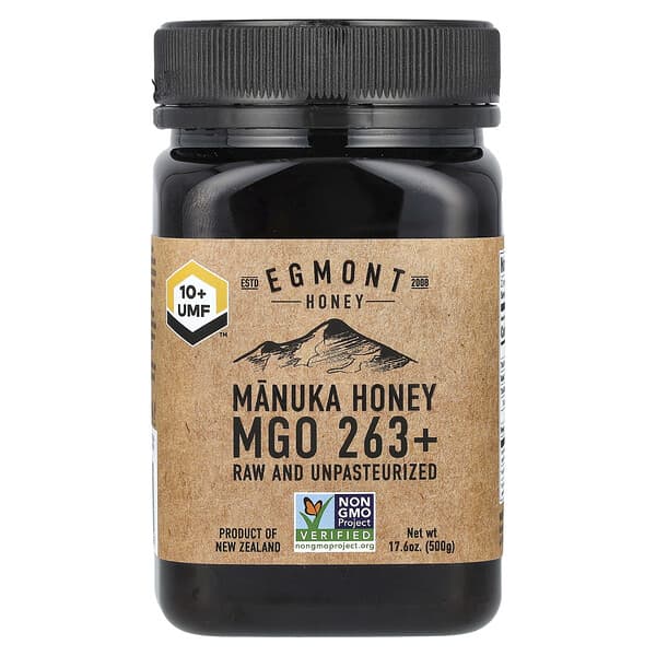 Egmont Honey, 麥盧卡蜂蜜，未加工且未經巴氏除菌，UMF 10+，MGO 263+，17.6 盎司（500 克）