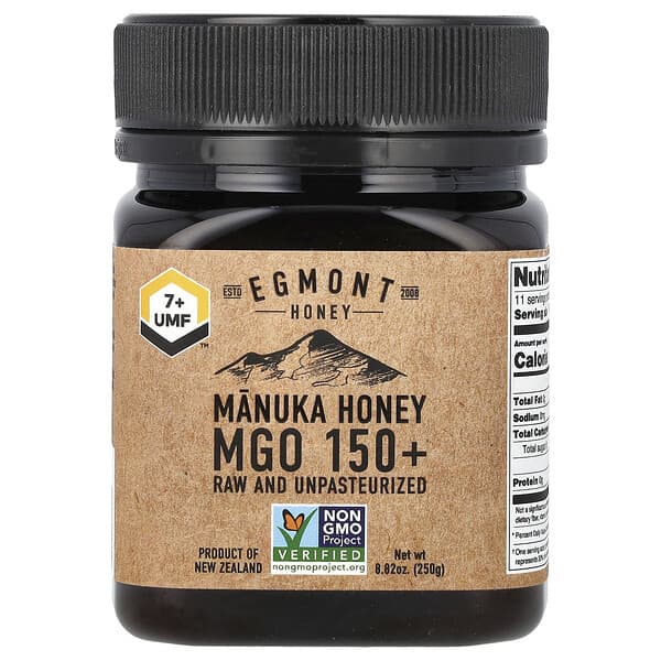 Egmont Honey, 麥盧卡蜂蜜，未加工且未經巴氏滅菌，MGO 150+，8.82 盎司（250 克）