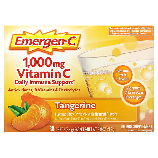 Emergen-C, 維生素 C,調味起泡混合飲品,橘子味,1,000 毫克,30 包,每包 0.33 盎司(9.4 克)