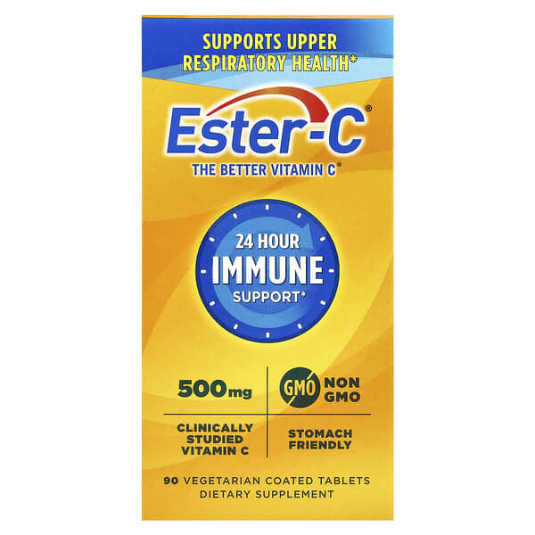 EsterC, 24 小時機體抵抗幫助，1000 毫克，90 片素食包衣片（每片 500 毫克）