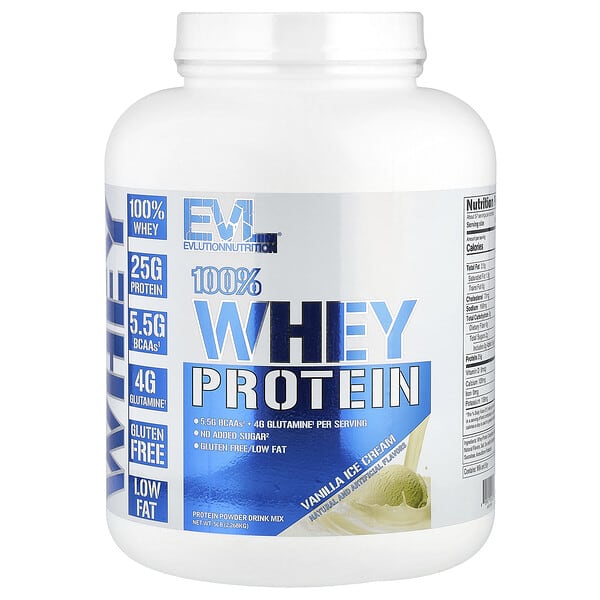 EVLution Nutrition, 全乳清蛋白,香草霜淇淋味,5 磅(2.268 千克)