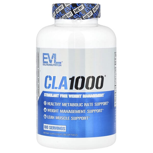 EVLution Nutrition, CLA1,000，無興奮劑體重管理，180 粒軟凝膠