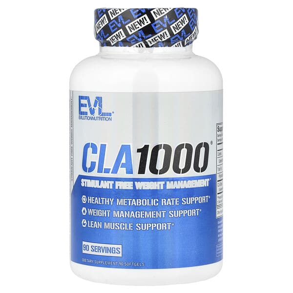 EVLution Nutrition, CLA1000，不含興奮劑體重管理，90 粒軟膠囊