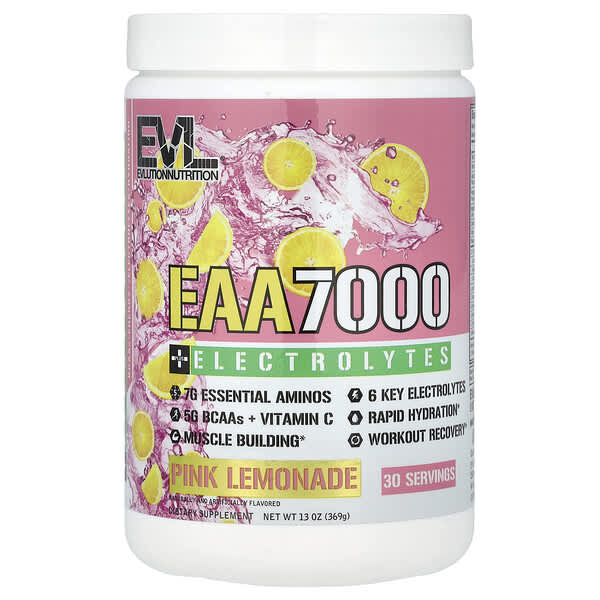 EVLution Nutrition, EAA 7000 + 電解質,粉色檸檬水味,13 盎司(369 克)